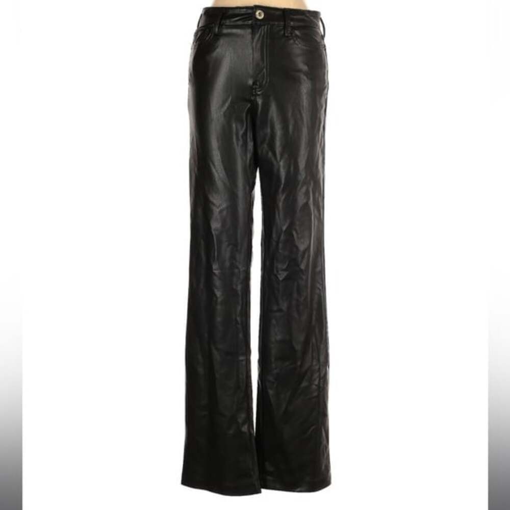 Zara Wide Leg High Rise Faux Leather Pants Size 0 - Picture 2 of 5